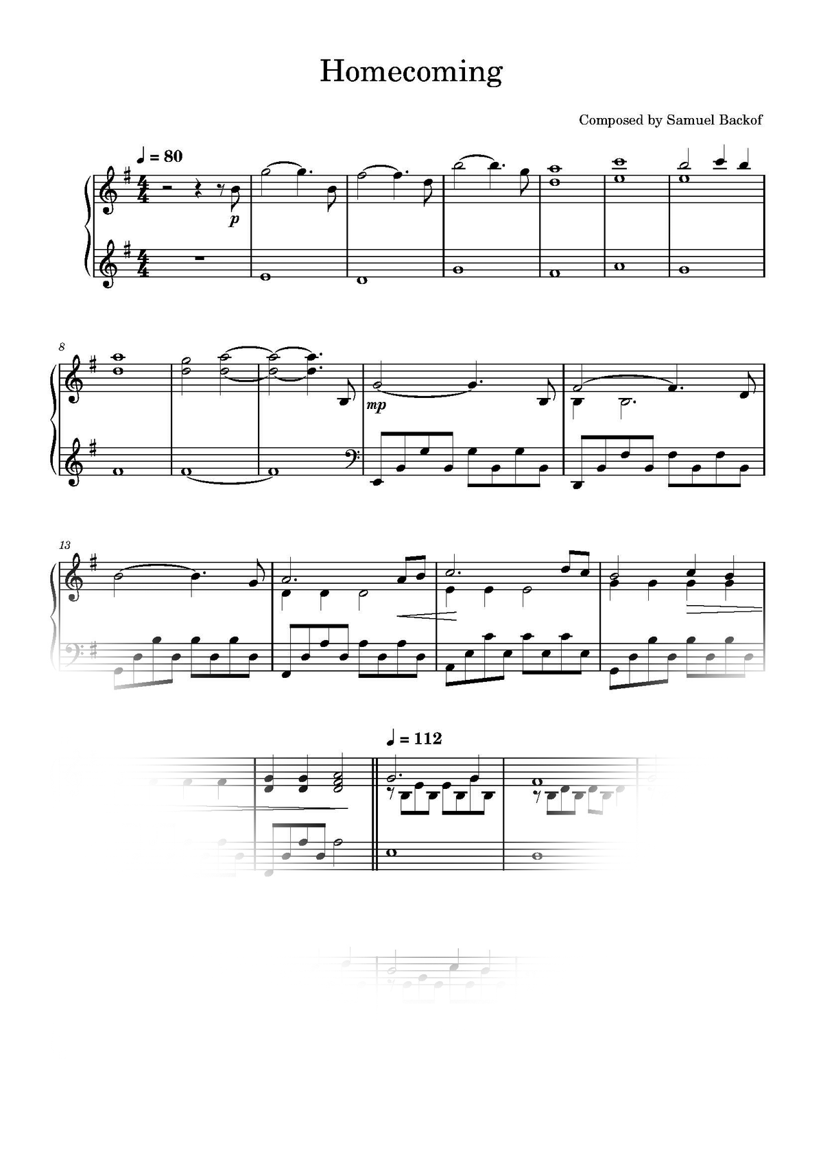 Homecoming Sheet Music