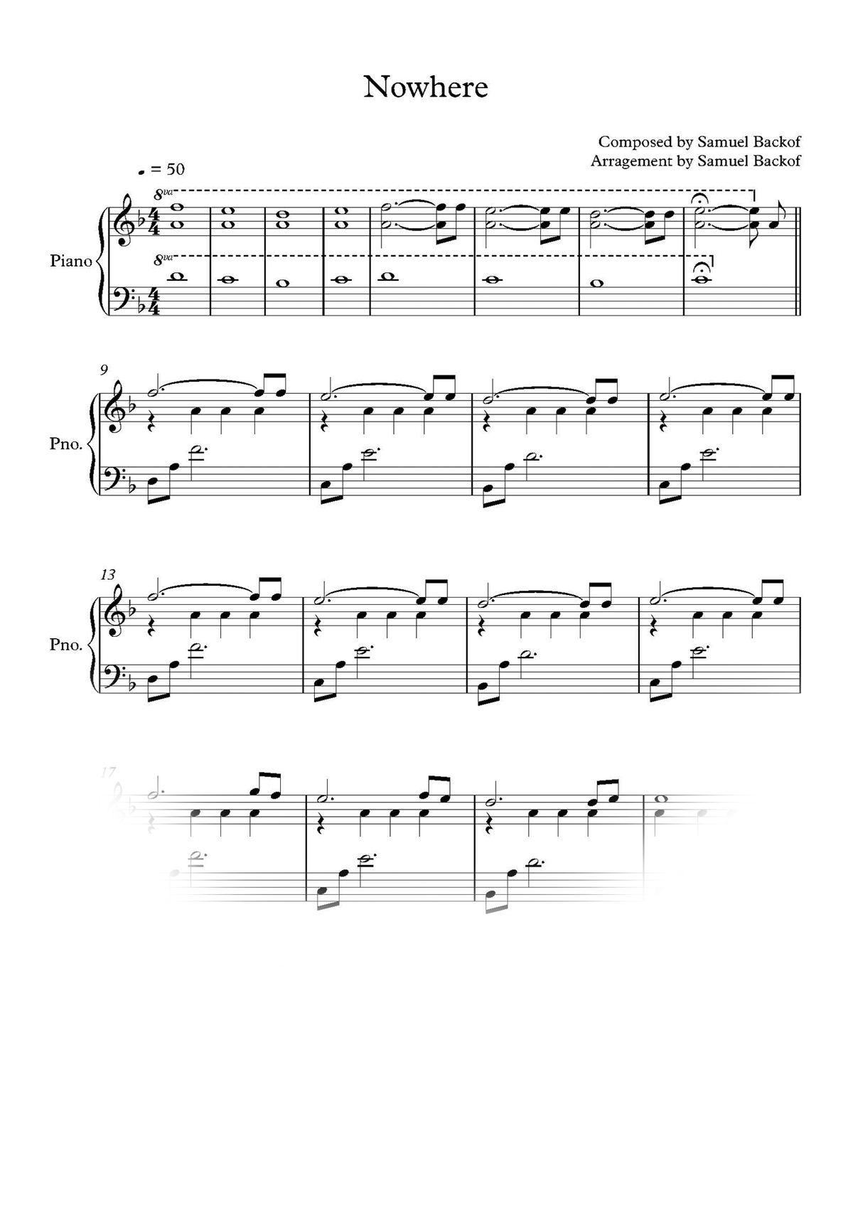 Nowhere Sheet Music