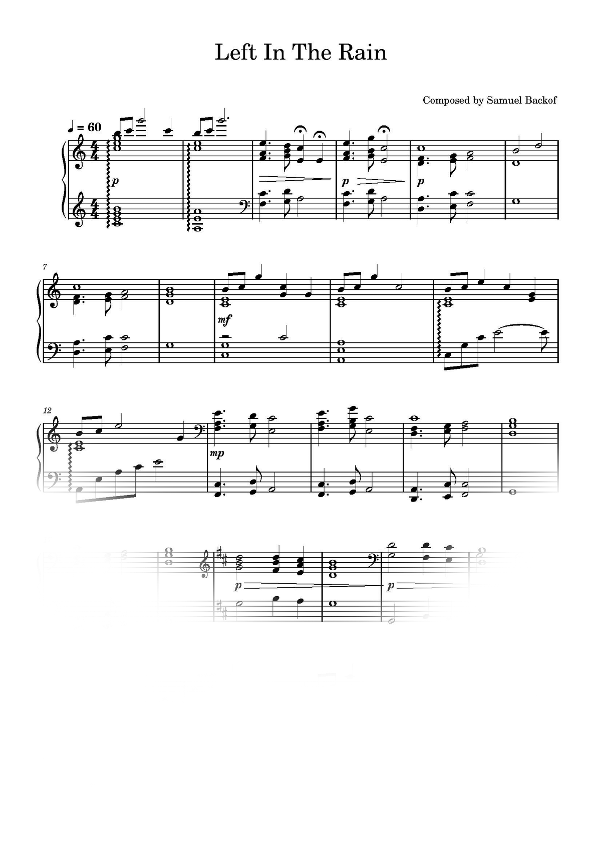 Left In The Rain Sheet Music