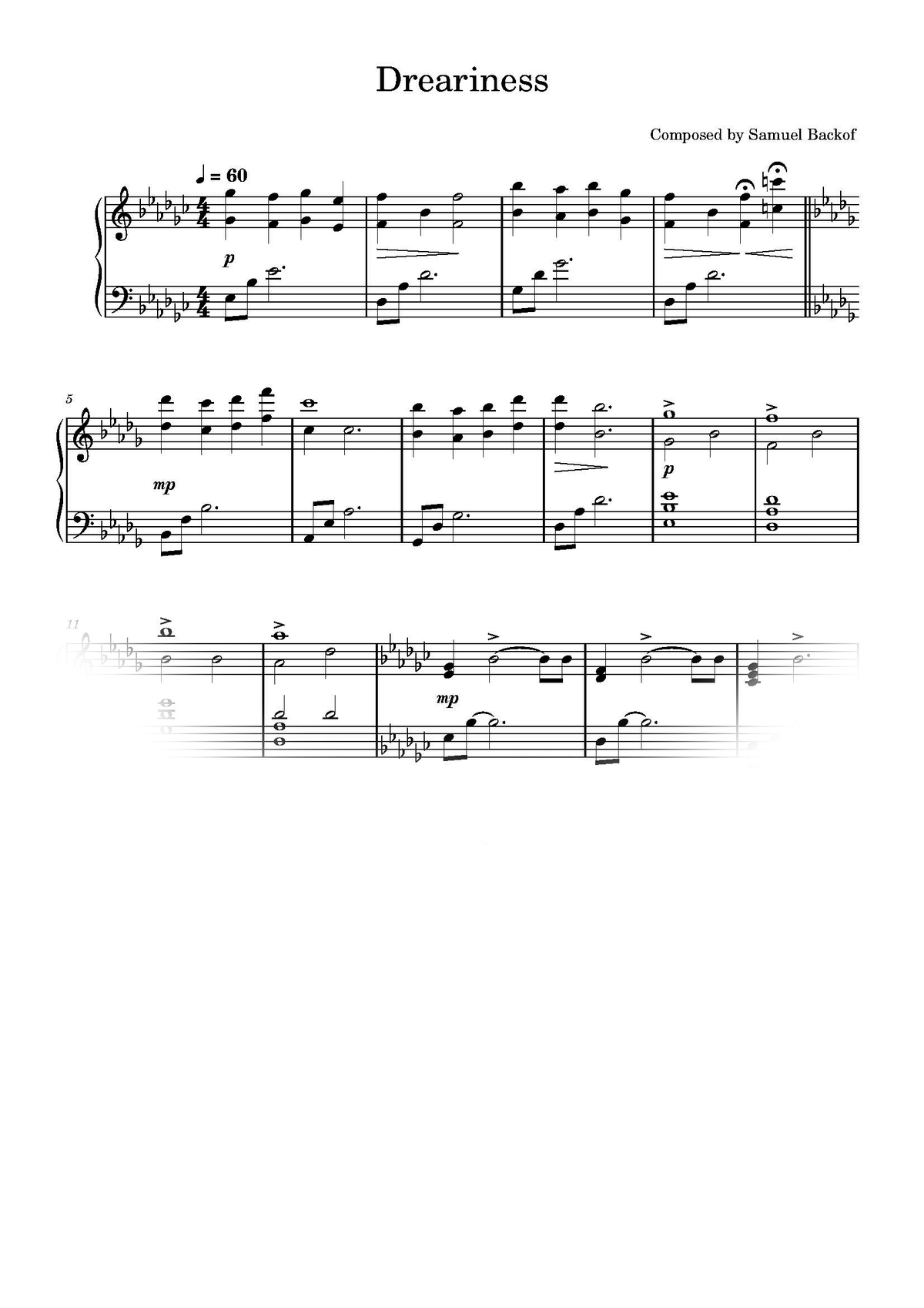 Dreariness Sheet Music