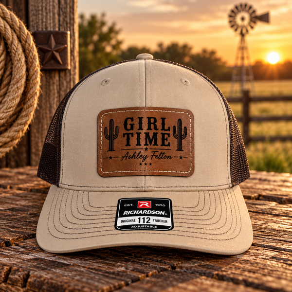 Ashley Felton Leather “Girl Time” Patch Hat