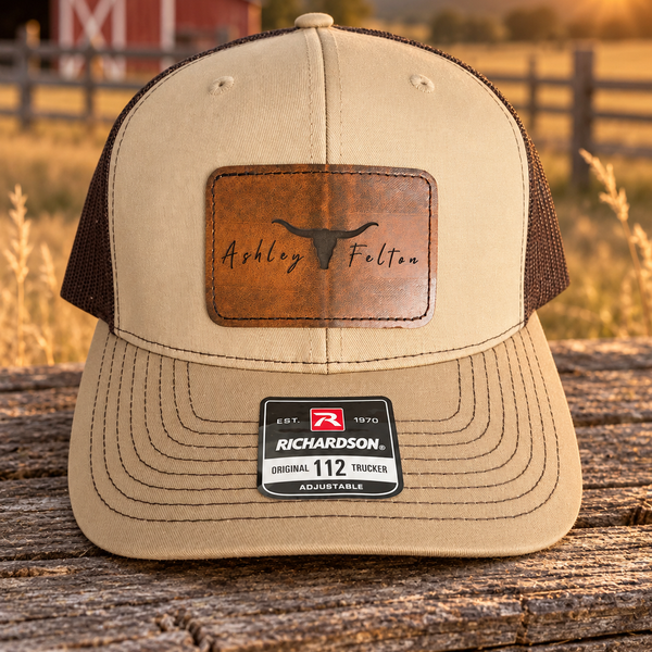 Ashley Felton Tan Patch Trucker Hat