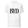 BYD Tee – White (Black Print)