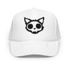 Country Cat Skull – White Foam Trucker (Black Embroidery)