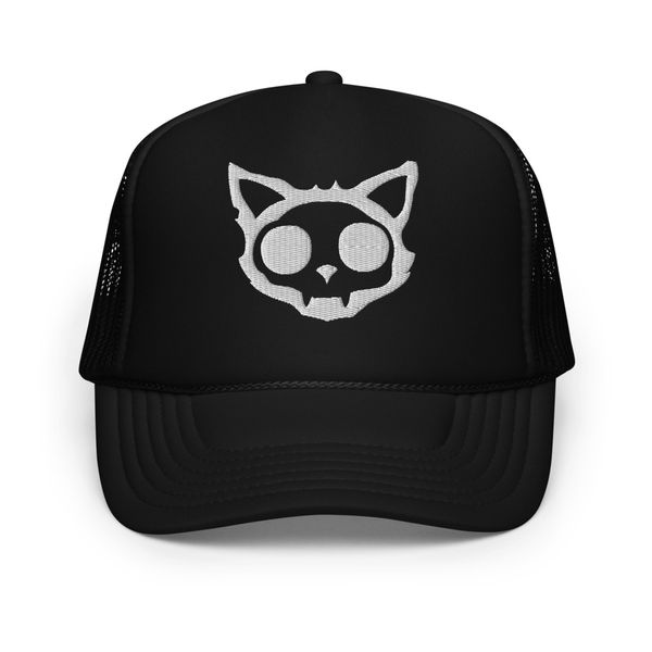 Country Cat Skull – Black Foam Trucker (White Embroidery)