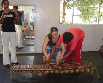 Winnie playing timbila