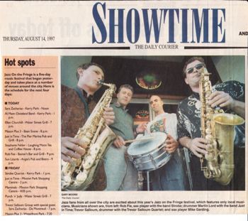 Kelowna Jazz Festival 1997 Rob Fie, Martin Lord, Michael Garding and Trevor Salloum. Credit: Kelowna Daily Courier.
