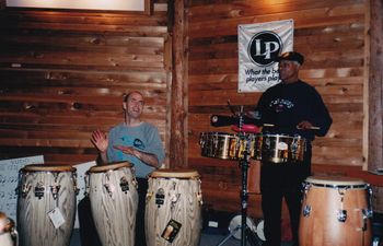 Trevor Salloum and Armando Peraza, Drum Workshop. Hollyhock, BC. 2000
