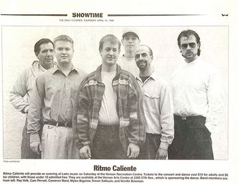 Ritmo Caliente (Ray Volk, Cam Perrett, Cameron Ward, Myles Bigelow, Trevor Salloum, Neville Bowman) 1998 Credit: The Daily Courier
