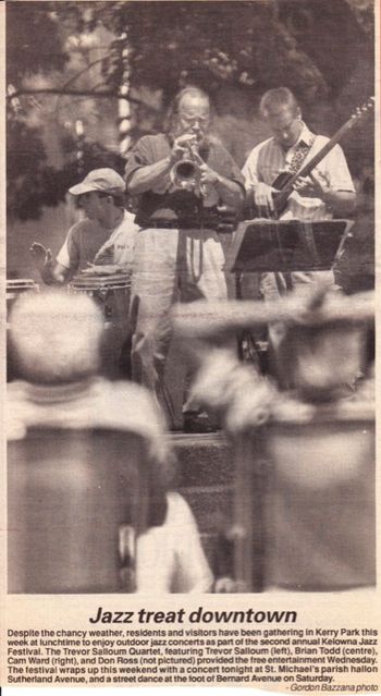 Kelowna Jazz Fest 1992. Trevor Salloum, Brian Todd, Cam Ward. Credit: Kelowna Daily Courier.
