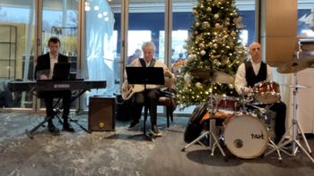 Trevor Salloum Jazz Trio at Kelowna Yacht Club Christmas Eve 2025. (Alex Buck, Stephen Buck, Trevor Salloum)

