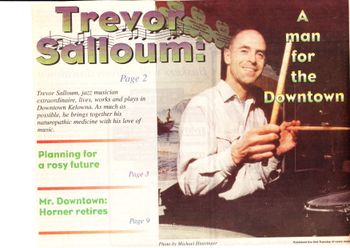 Trevor Salloum Jazz Band feature in Kelowna Downtown Monthly. 1997.
