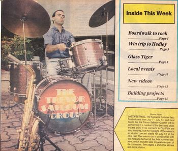Kelowna Jazz Festival 1991. Trevor Salloum Drum Set. Credit: Kelowna Daily Courier
