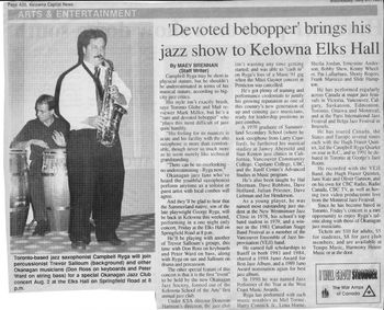 Okanagan Jazz Club 1991. Trevor Salloum Jazz Group featuring Campbell Ryga. Credit: Kelowna Capital News.
