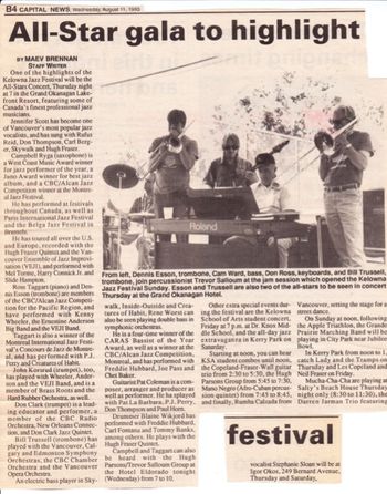 Trevor Salloum and Friends Kelowna Jazz Fest 1993. Credit Kelowna Daily Courier
