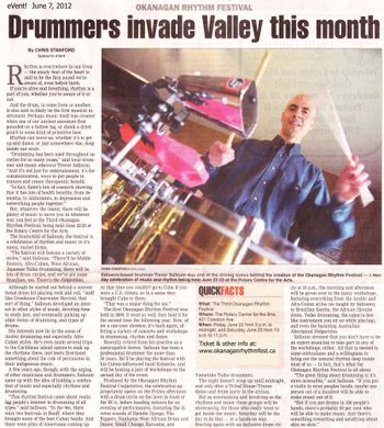 Trevor Salloum Feature Kelowna Daily Courier eVent 2012
