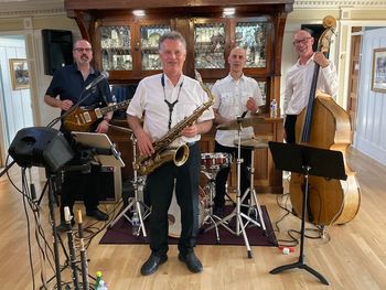 Trevor Salloum Jazz Quartet. SS Sicamous, Penticton, BC 2023
(Sean Bray-guitar, Stephen Buck-sax, Stefan Bienz-bass, Trevor Salloum-drums)
