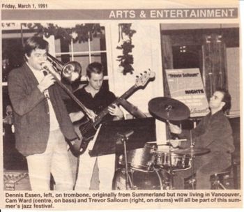 Kelowna Jazz Fest 1991.Dennis Esson, Cam Ward, Trevor Salloum. Credit: Kelowna Capital News.
