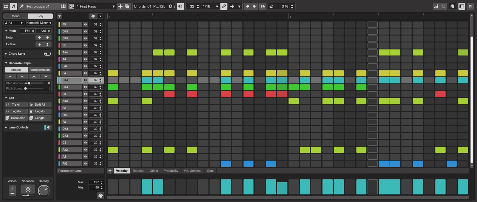 Cubase 15 Pattern Sequencer interface with rhythmic steps and pattern controls