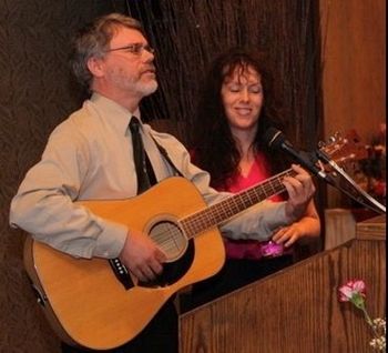 Leah and I performing at a wedding reception...playing a wedding song that we wrote that we hope to record one day.
