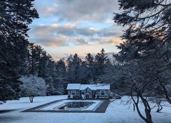 A gorgeous look at the pool in winter, no swimming, but what a view!
