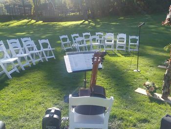 Fall wedding golf course ceremony
