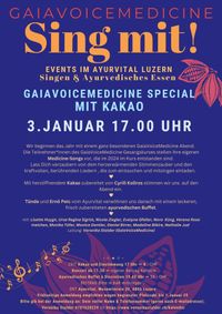 AUSVERKAUFT !! MITSINGKONZERT ✦ GAIAVOICEMEDICINE ✶ SING MIT! NEW YEARS SPECIAL ✨ Event mit Kakao und Ayurvedischem Essen