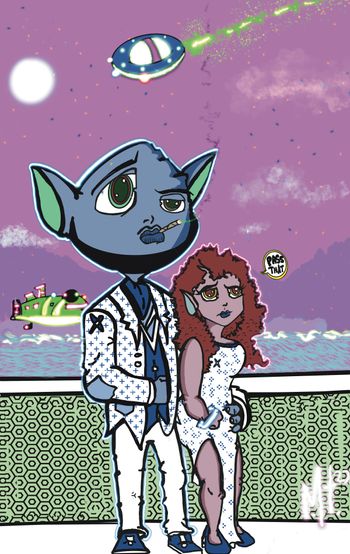 Stay Ready: These two spies are really married but have to stay under cover on their planet, so their cover is never blown. This scene shows the pair entering a very dangerous meeting undercover. Stay tuned....
