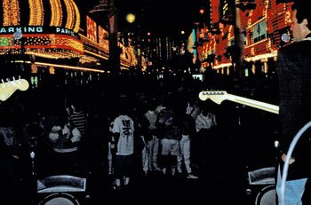 Fremont Street Experience view from stage. I loved playing there.  This night it was packed to the other end.
