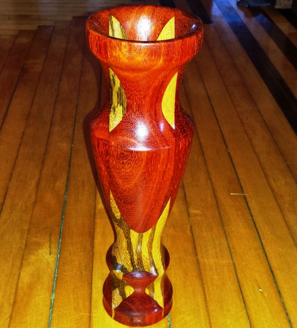 Exotic African Padouk and South American Marblewood Vase