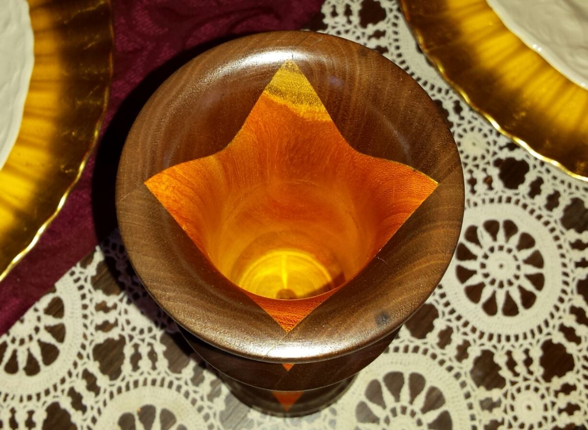 Exotic Osage Orange and Walnut Vase