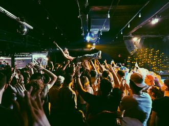 JUNO! (aka omgjuno) crowd surfing at his sold out show at Taffeta Music Hall in Lowell, Massachusetts. August 2, 2024