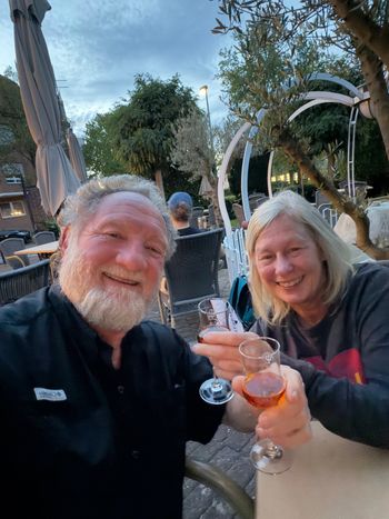 An evening toast from the two of us. Here’s to another adventure together.
