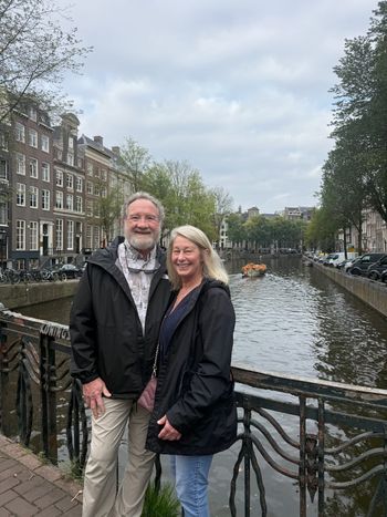 The two of us beside an Amsterdam canal. Another corner worth remembering.
