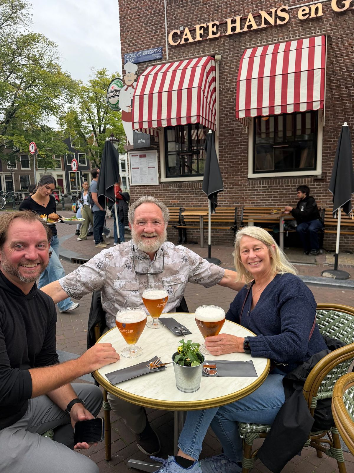 Debbie, Chad, and me at Café Hans en Grietje in Amsterdam.