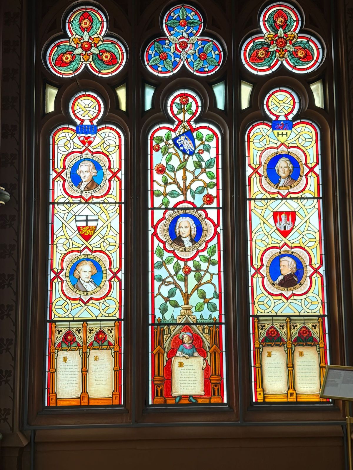 Schloss Drachenburg, Königswinter. Tall stained-glass panels reward a closer look.