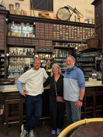 Debbie and me with our tour guide at the café bar in Utrecht. He was a lot of fun—and good company belongs in the travel album too.
