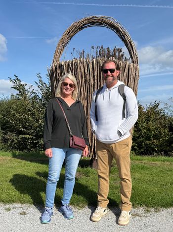 Muiderslot Castle, Muiden. Debbie and Chad beneath the garden arch. The people in the picture are part of the adventure.
