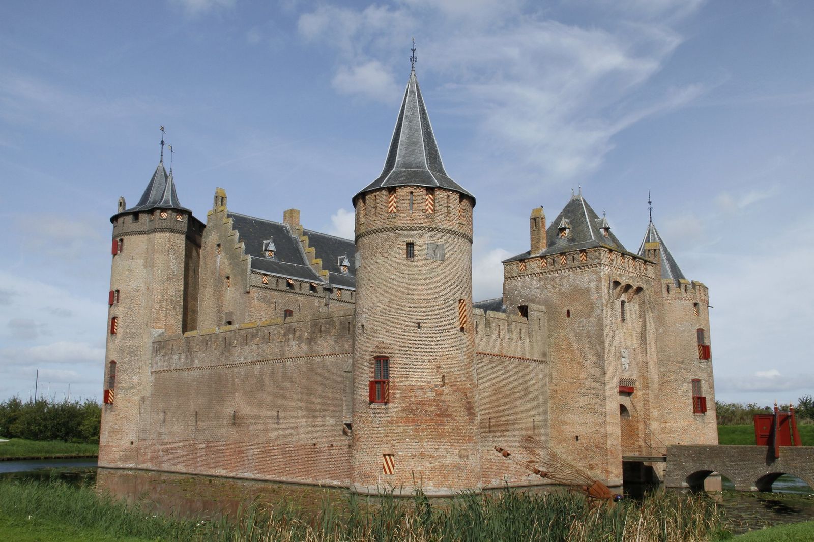 Muiderslot Castle in Muiden, Netherlands. A moat and round towers—the full castle package.
