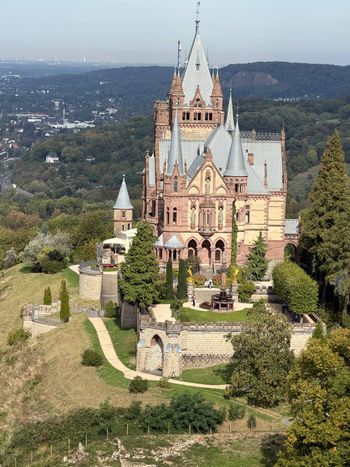 Schloss Drachenburg, Königswinter. A castle seen from above. Even the impressive buildings get a little smaller from up here.
