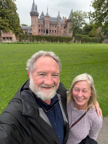 Kasteel de Haar, near Utrecht. Debbie and me in the castle gardens. A pretty good place to stop for a picture.
