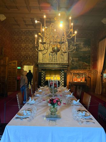 Kasteel de Haar, near Utrecht. The castle dining room. Setting this table looks like a team project.
