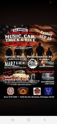 1st Annual BOVA VFW 9885 MUSIC, CAR, TRUCK and BIKE FESTIVAL 