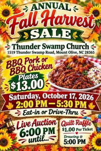 Fall Harvest Fundraiser: BBQ Plate Sale and Auction