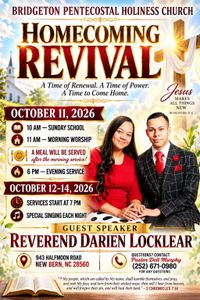 Homecoming Revival with Evangelist Darrien Locklear