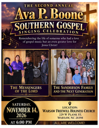 2nd Annual Ava. P. Boone Southern Gospel Singing Celebration