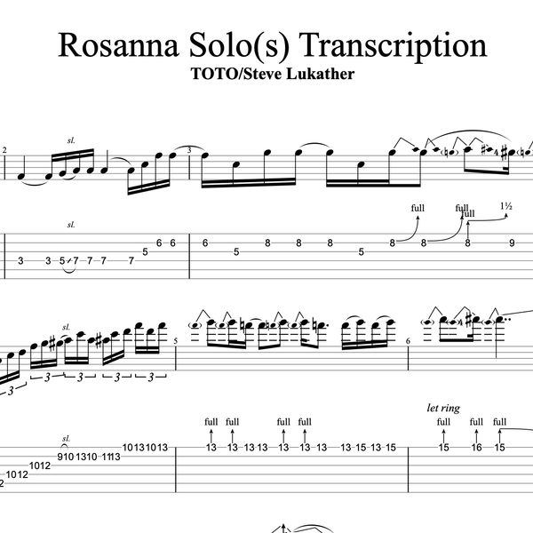 "Rosanna" - Toto Steve Lukather Solos Transcription