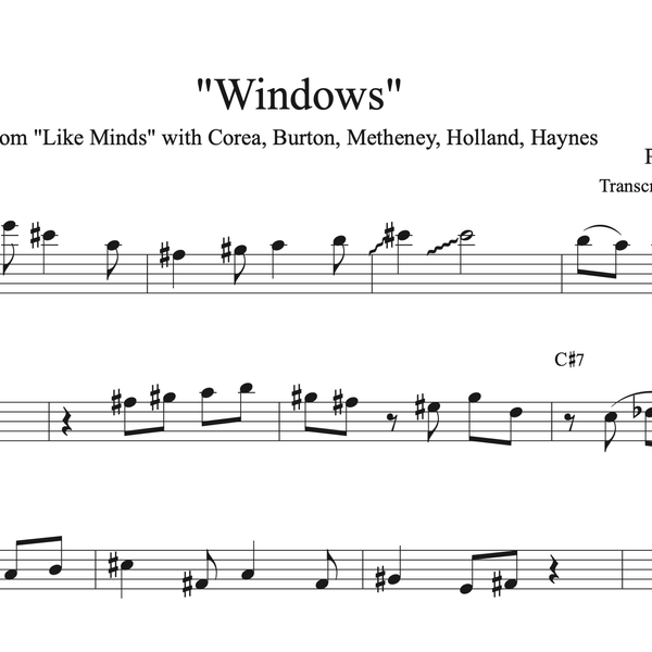 "Windows" - Pat Metheny Solo Transcription