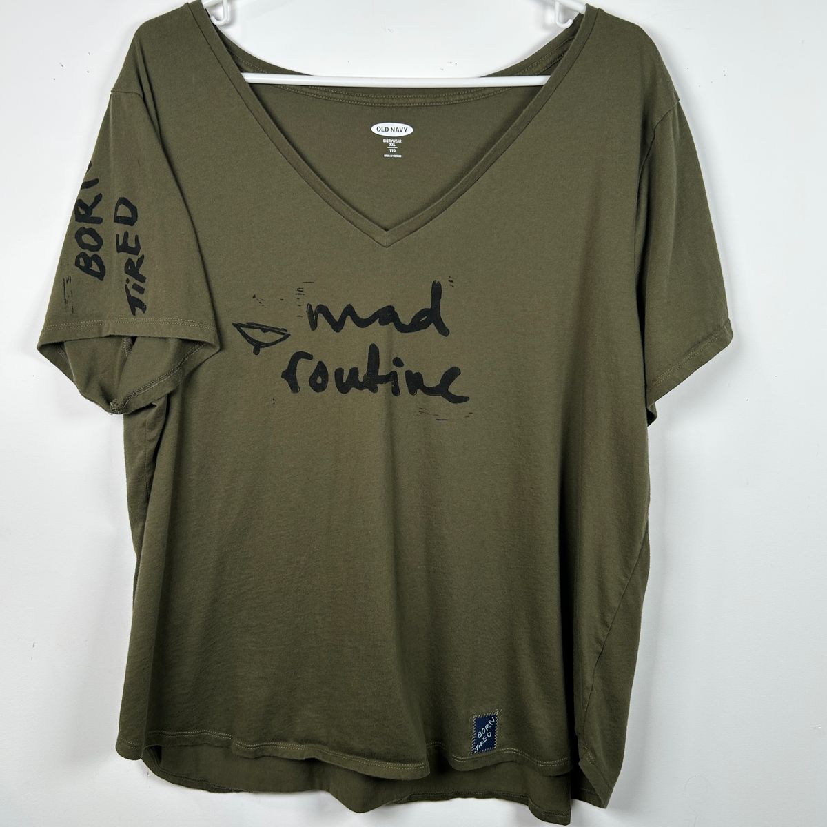 2XL ★ DARK OLIVE V NECK TEE 