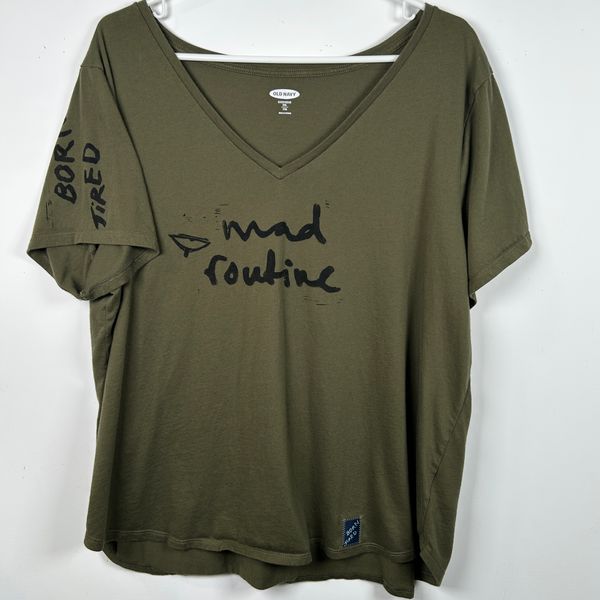 2XL ★ DARK OLIVE V NECK TEE 